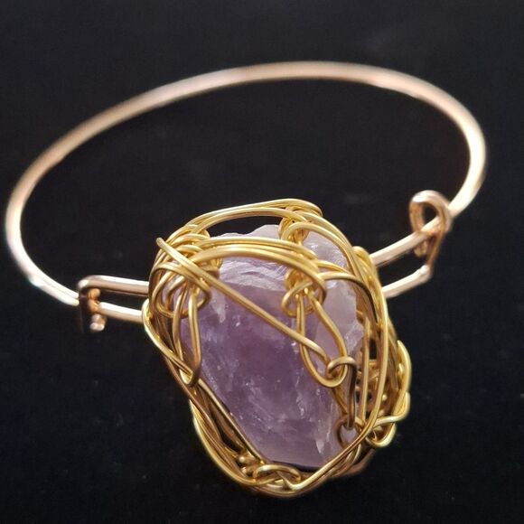 Expandable Bangle Adjustable Gem Stone Bracelet - Picture 1 of 5